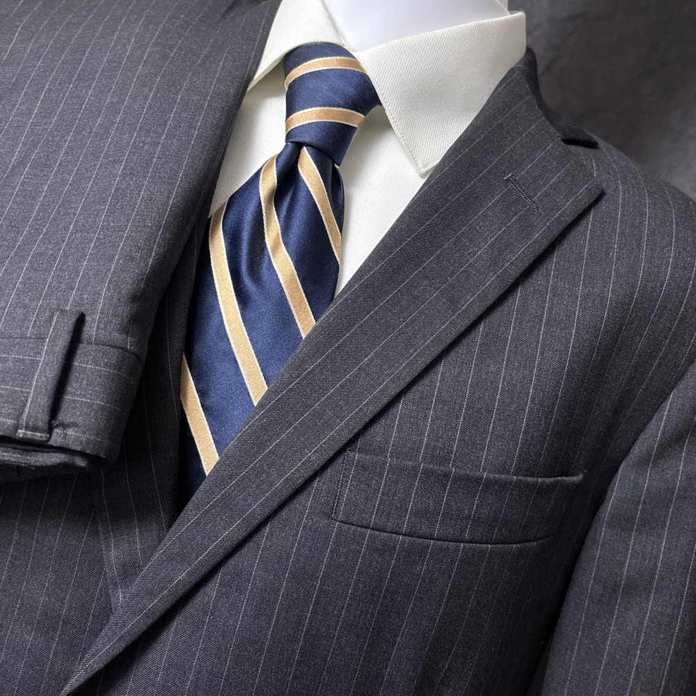 Brooks Brothers Fitzgerald Suit 42S W36 Charcoal Gray Pinstripe Wool USA Made